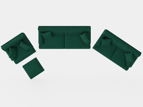 Andrew Sofa Group 3 Seater 2 Seater Armchair Footstool Velvet Tender 3D मॉडल