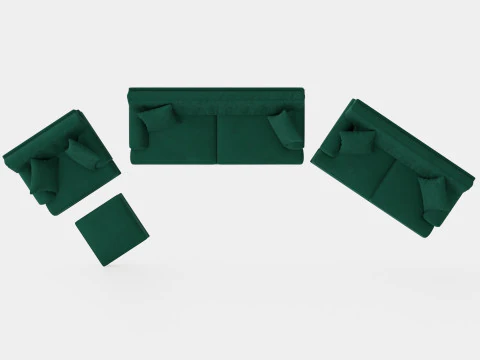 Andrew Sofa Group 3 Seater 2 Seater Armchair Footstool Velvet Tender 3D Model