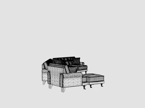 Andrew Sofa Group 3 Seater 2 Seater Armchair Footstool Velvet Tender 3D Model
