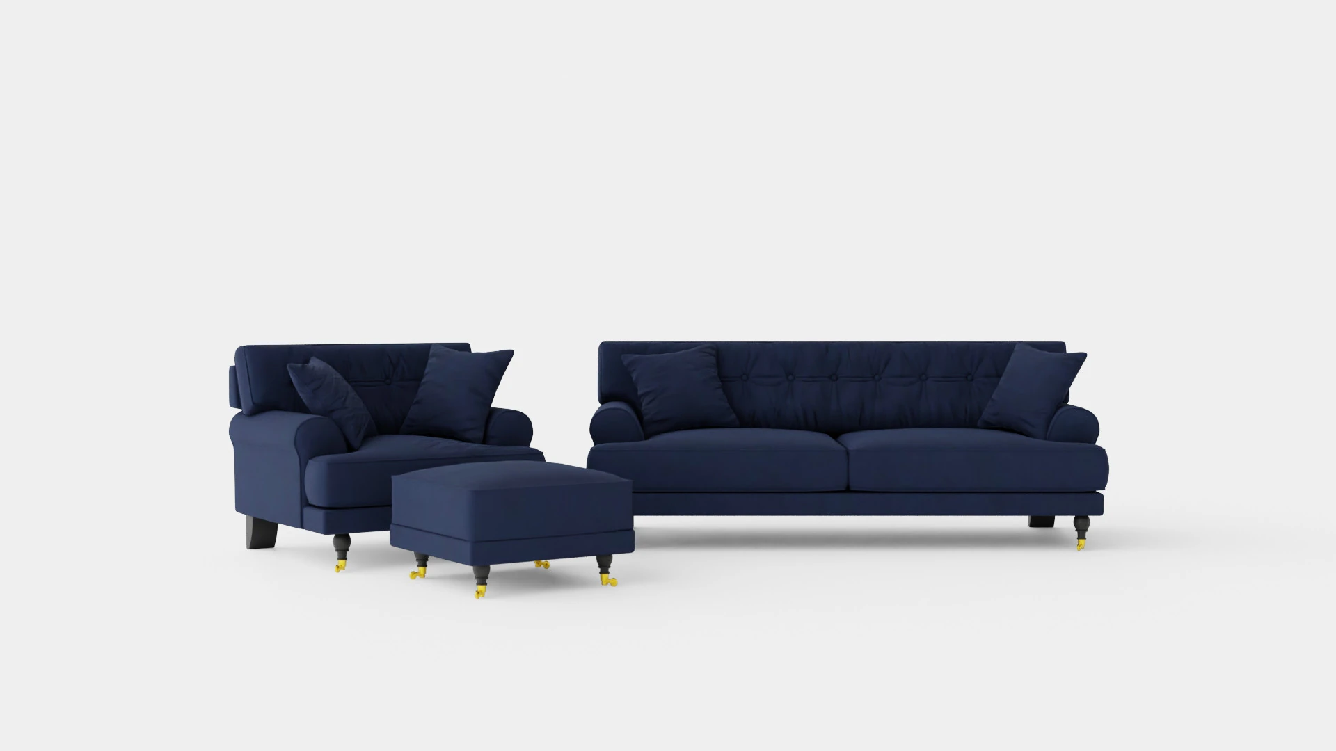 Andrew Sofa Group 3 Seater Armchair Footstool Velvet Mid 3D Model .c4d .max .obj .3ds .fbx .stl .blend 