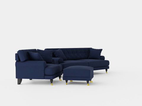 Andrew Sofa Group 3 Seater Armchair Footstool Velvet Mid Modèle 3D