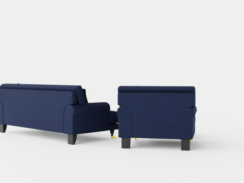 Andrew Sofa Group 3 Seater Armchair Footstool Velvet Mid Modèle 3D