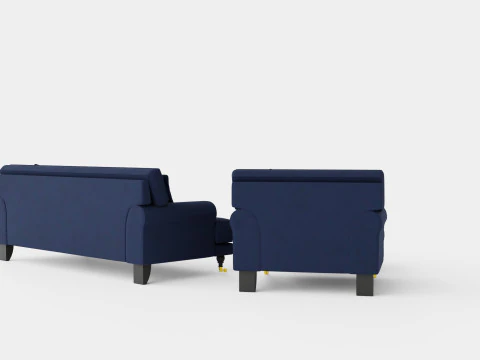 Andrew Sofa Group 3 Seater Armchair Footstool Velvet Mid 3D Model