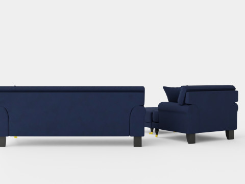 Andrew Sofa Group 3 Seater Armchair Footstool Velvet Mid Modèle 3D