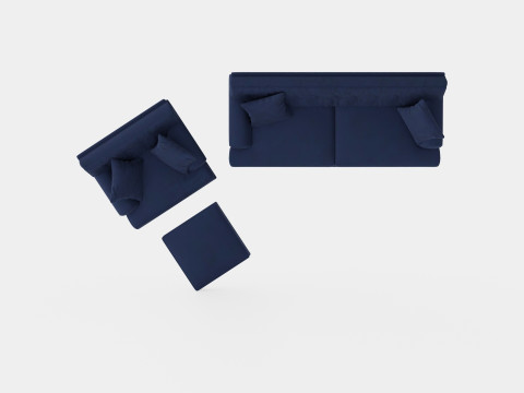 Andrew Sofa Group 3 Seater Armchair Footstool Velvet Mid Modèle 3D