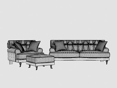 Andrew Sofa Group 3 Seater Armchair Footstool Velvet Mid Modèle 3D