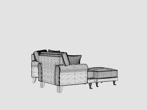 Andrew Sofa Group 3 Seater Armchair Footstool Velvet Mid Modèle 3D