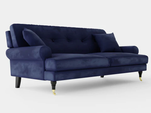 Andrew Velvet Sofa 2 Seater Midnight Blue 3D Model