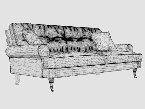 Andrew Velvet Sofa 2 Seater Midnight Blue 3D Model