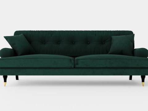 Andrew Velvet Sofa 3 Seater Dark Green 3D Model