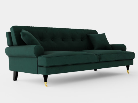 Andrew Velvet Sofa 3 Seater Dark Green Modelo 3D
