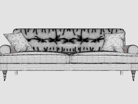Andrew Velvet Sofa 3 Seater Dark Green Modelo 3D