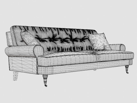 Andrew Velvet Sofa 3 Seater Dark Green Modelo 3D