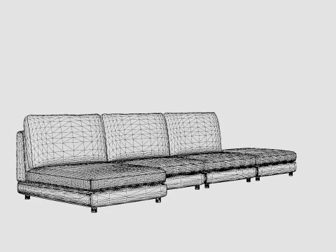 Ark U Module Sofa With Divan Reversible 3D Model