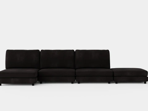 Arken U Mod&uuml;l Divan &Ccedil;ift Taraflı Kadife Kanepe 3D Model