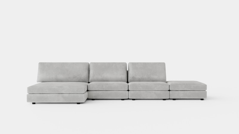 Arken U Module Sofa With Diviable Velvet Light Gray 3D 모델 .c4d .max .obj .3ds .fbx .stl .blend