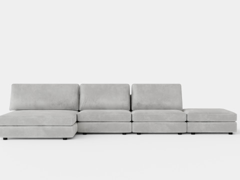 Arken U Module Sofa With Diviable Velvet Light Gray 3D Model