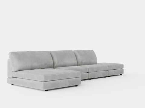 Arken U Module Sofa With Diviable Velvet Light Gray 3D 모델
