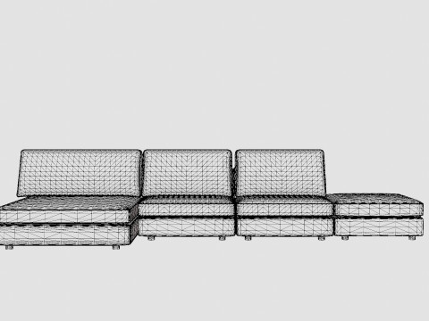 Arken U Module Sofa With Diviable Velvet Light Gray 3D 모델