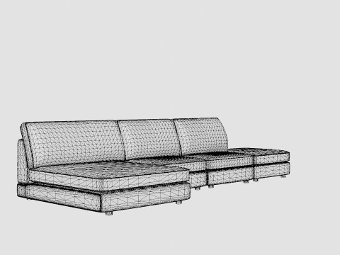 Arken U Module Sofa With Diviable Velvet Light Gray 3D 모델