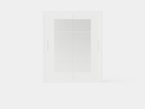 Anselm Wardrobe 2 Sliding Doors White 3D Model