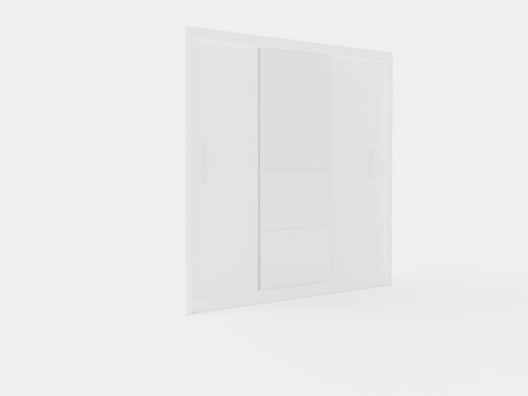 Anselm Wardrobe 3 Sliding Doors White 3D 模型
