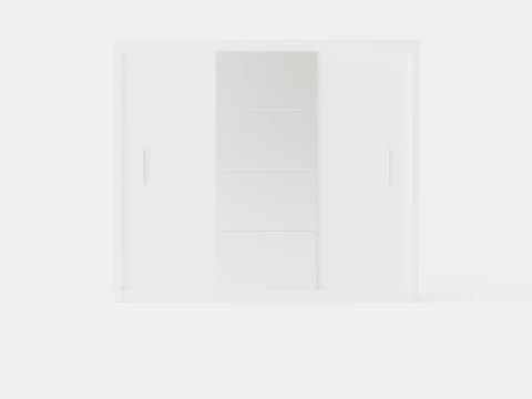 Anselm Wardrobe 3 Sliding Doors White 3D Model
