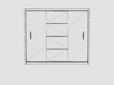 Anselm Wardrobe 3 Sliding Doors White Modèle 3D