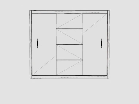 Anselm Wardrobe 3 Sliding Doors White 3D Model
