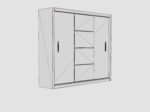 Anselm Wardrobe 3 Sliding Doors White Modèle 3D