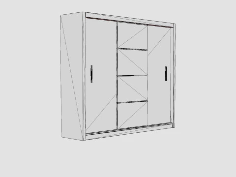 Anselm Wardrobe 3 Sliding Doors White 3D Model