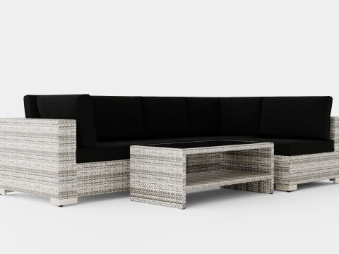 Bahamas Lounge Group 5 Seater Table M Shelf 3D Model