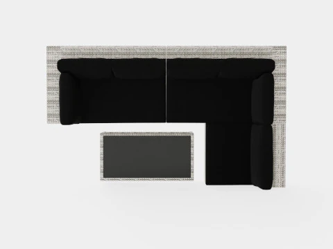 Bahamas Lounge Group 5 Seater Table M Shelf 3D Model