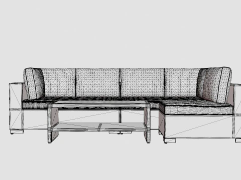 Bahamas Lounge Group 5 Seater Table M Shelf 3D Model