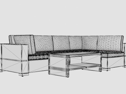 Bahamas Lounge Group 5 Seater Table M Shelf 3D Model