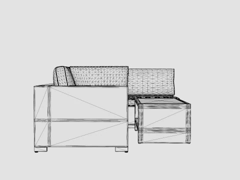 Bahamas Lounge Group 5 Seater Table M Shelf 3D Model