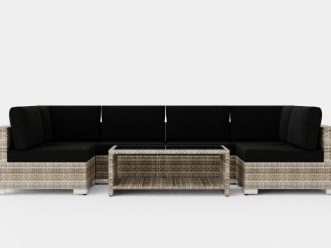 Bahamas Lounge Group 6 Seater Table M Shelf 3D मॉडल