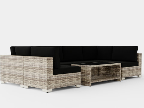 Bahamas Lounge Group 6 Seater Table M Shelf 3D 模型