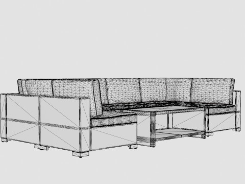 Bahamas Lounge Group 6 Seater Table M Shelf 3D 模型
