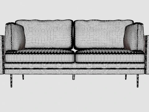 Bloom Velvet Sofa 3 Seater 3D Model
