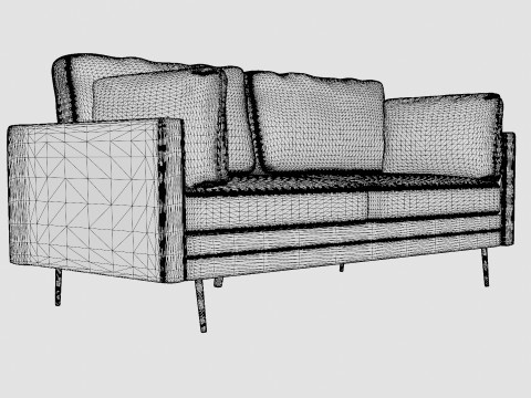 Bloom Velvet Sofa 3 Seater 3D 模型