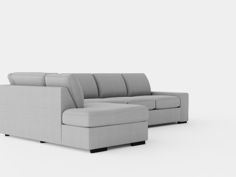 Boss 4 Seater Sofa With Chaise Lounge Left Light Gray Model 3D