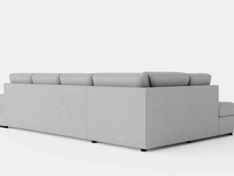 Boss 4 Seater Sofa With Chaise Lounge Left Light Gray Model 3D
