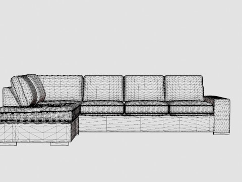 Boss 4 Seater Sofa With Chaise Lounge Left Light Gray Model 3D