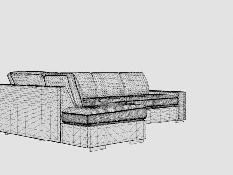 Boss 4 Seater Sofa With Chaise Lounge Left Light Gray Model 3D