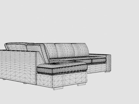 Boss 4 Seater Sofa With Chaise Lounge Left Light Gray 3D Model