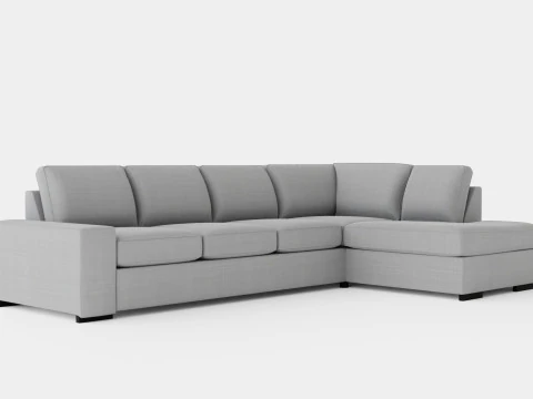 Boss 4 Seater Sofa With Chaise Lounge Right Light Gray 3D Model