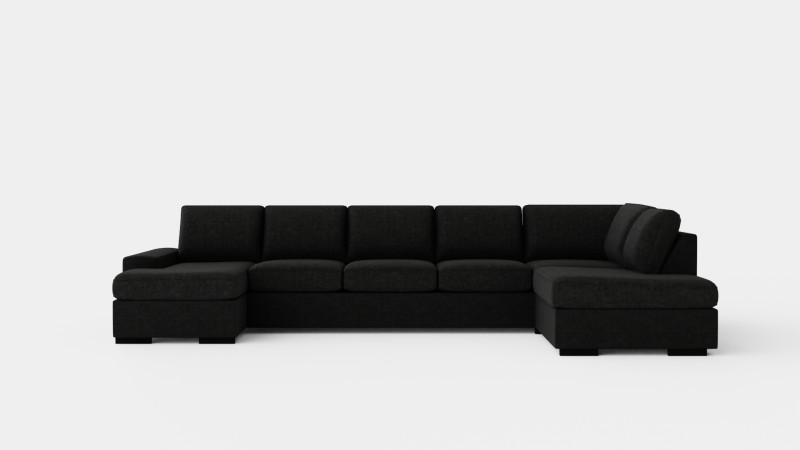 Boss U Sofa Large With Divan Left Anthracite 3D Model .c4d .max .obj .3ds .fbx .stl .blend