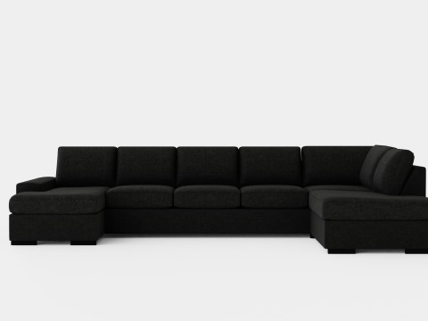 Boss U Sofa Large With Divan Left Anthracite 3D Model