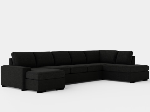 Boss U Sofa Large With Divan Left Anthracite 3D Model